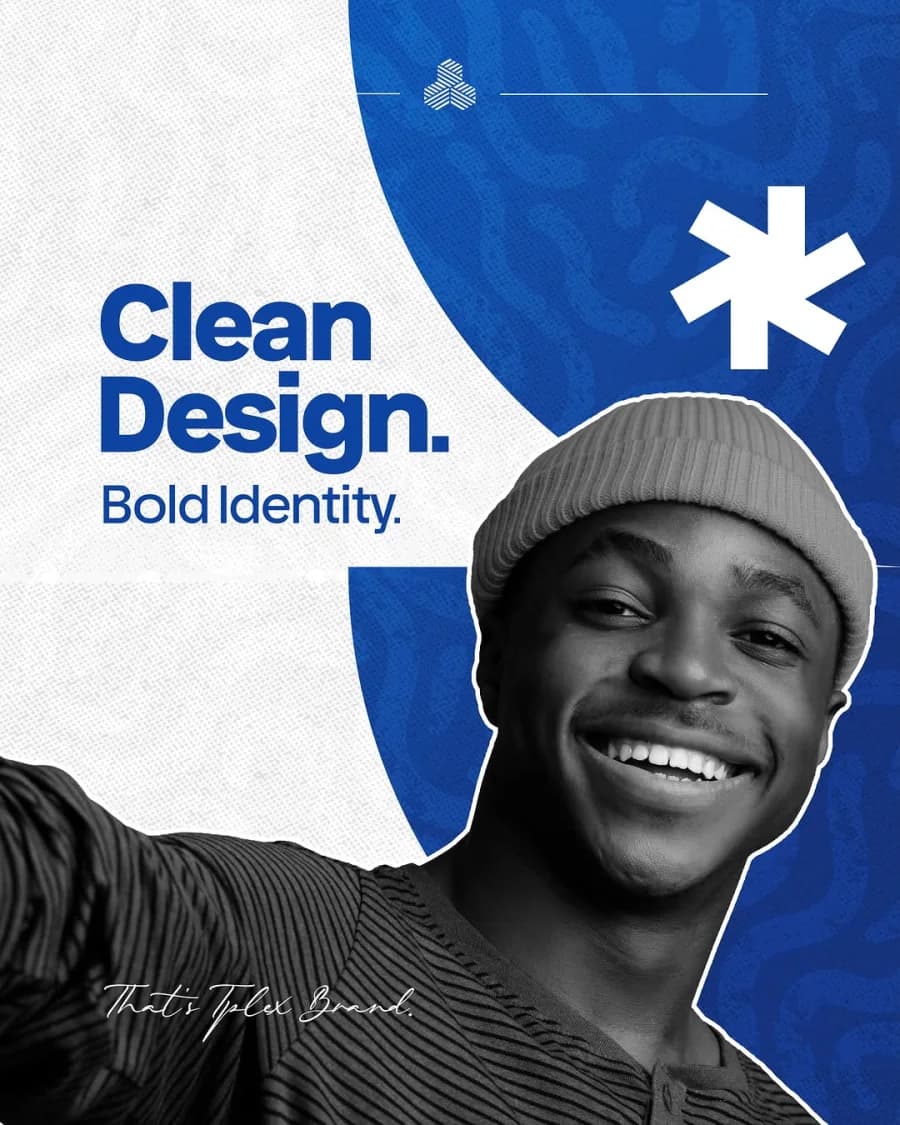Tplex Brand clean design campaign artwork in blue and white