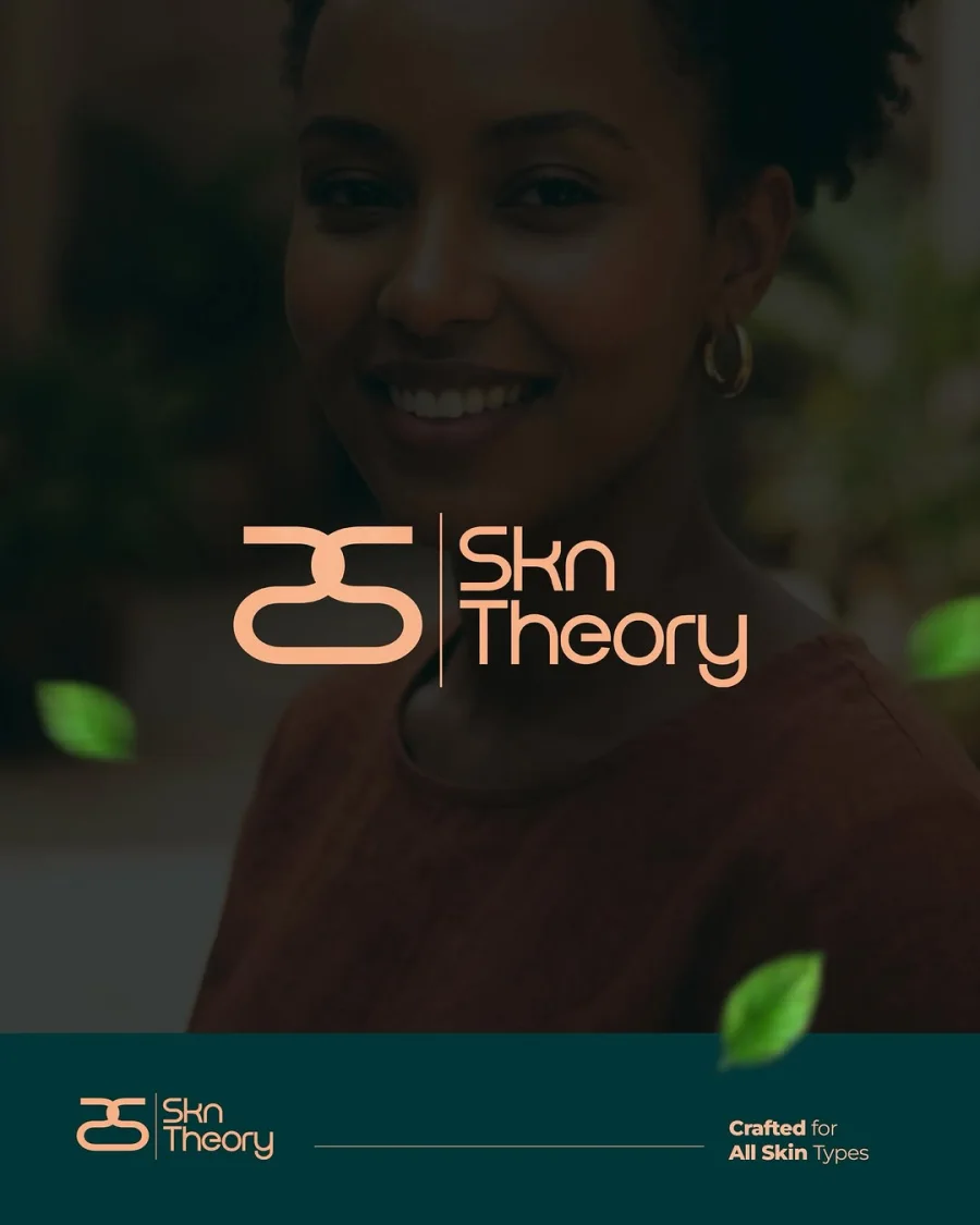 SKN Theory skincare identity artwork created by Tplex Brand